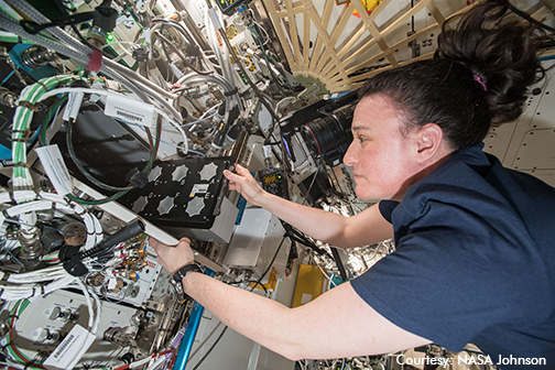 Dr Serena Aunon Chancellors works with gear to better understand muscle repair and growth in microgravity